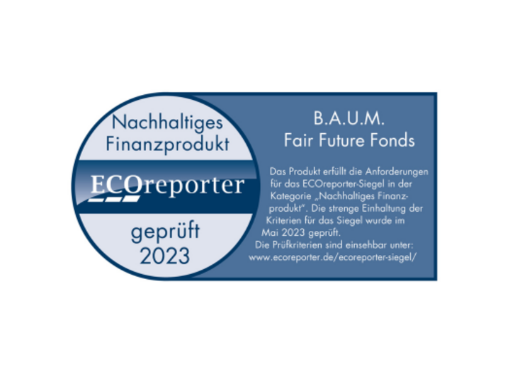 Mehr lesen zu „ECOreporter- Fondstest: B.A.U.M. Fair Future Fonds ausgezeichnet“