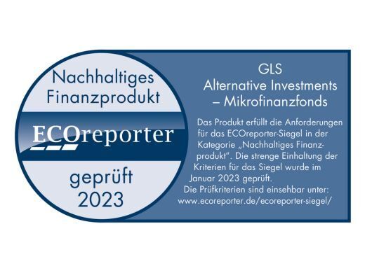ECOreporter-Nachhaltigkeitssiegel: GLS Alternative Investments - Mikrofinanzfonds überzeugt